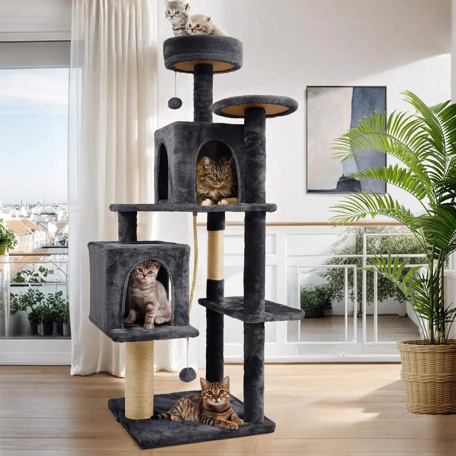 58 inch multi level cat tree with dual condos (2)
