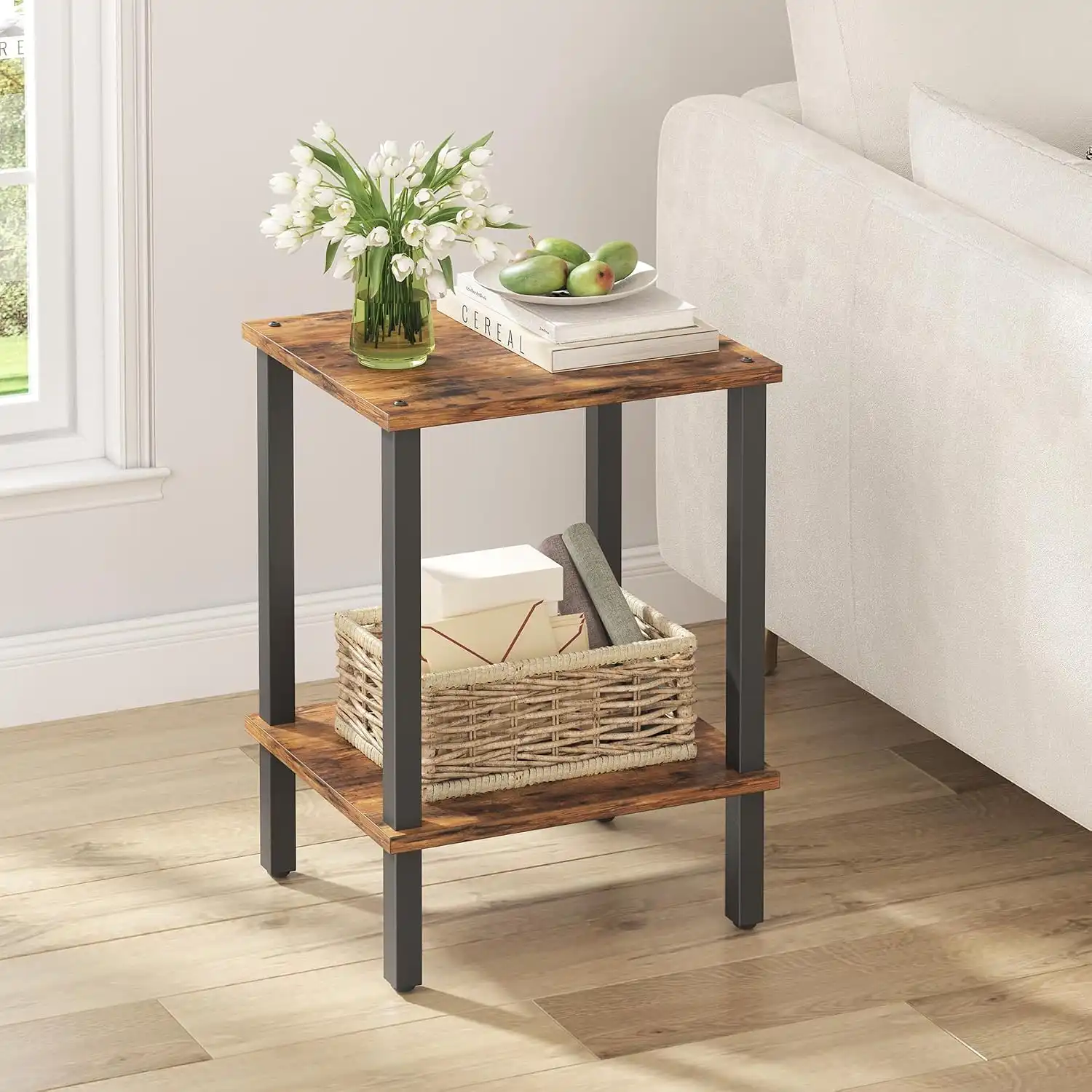 end table, side table, nightstand, 2 tier storage shelf (5)